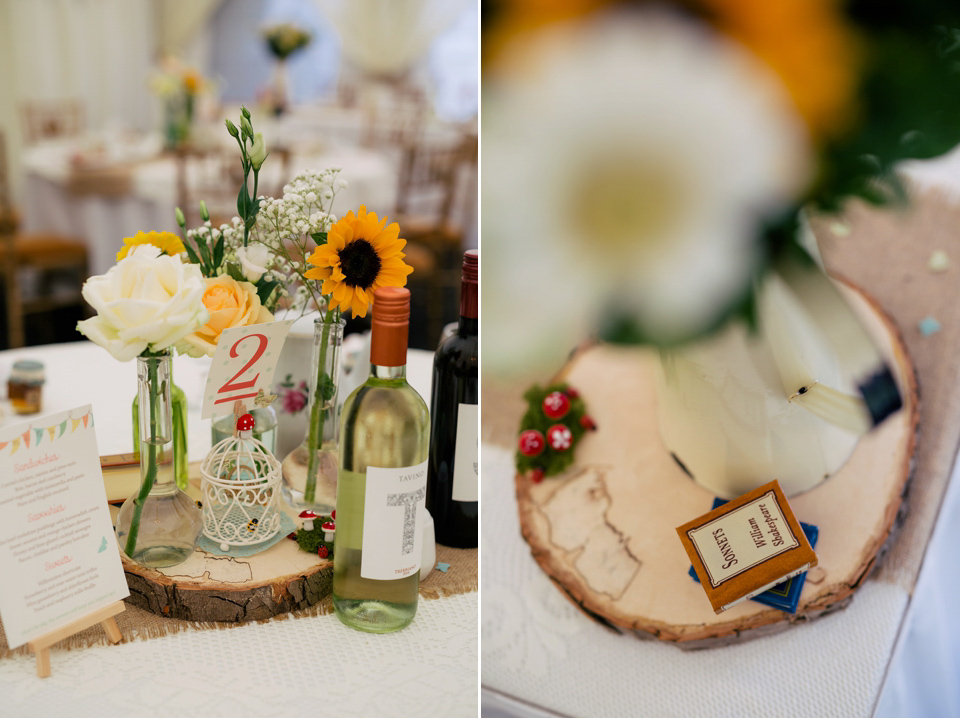 Sarah wears a 1950's inspired dress for her rustic wedding at Danby Castle in North Yorkshire. Photography by Stott & Atkinson.