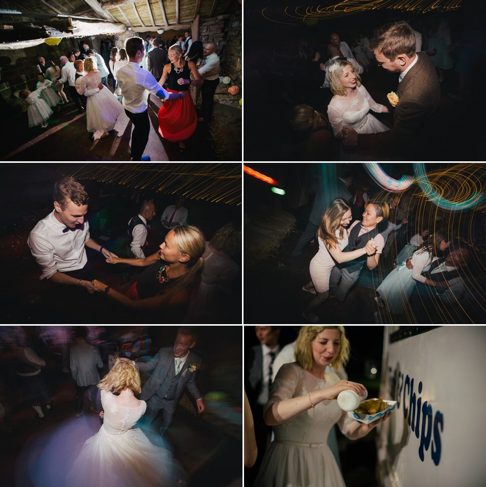 Sarah wears a 1950's inspired dress for her rustic wedding at Danby Castle in North Yorkshire. Photography by Stott & Atkinson.