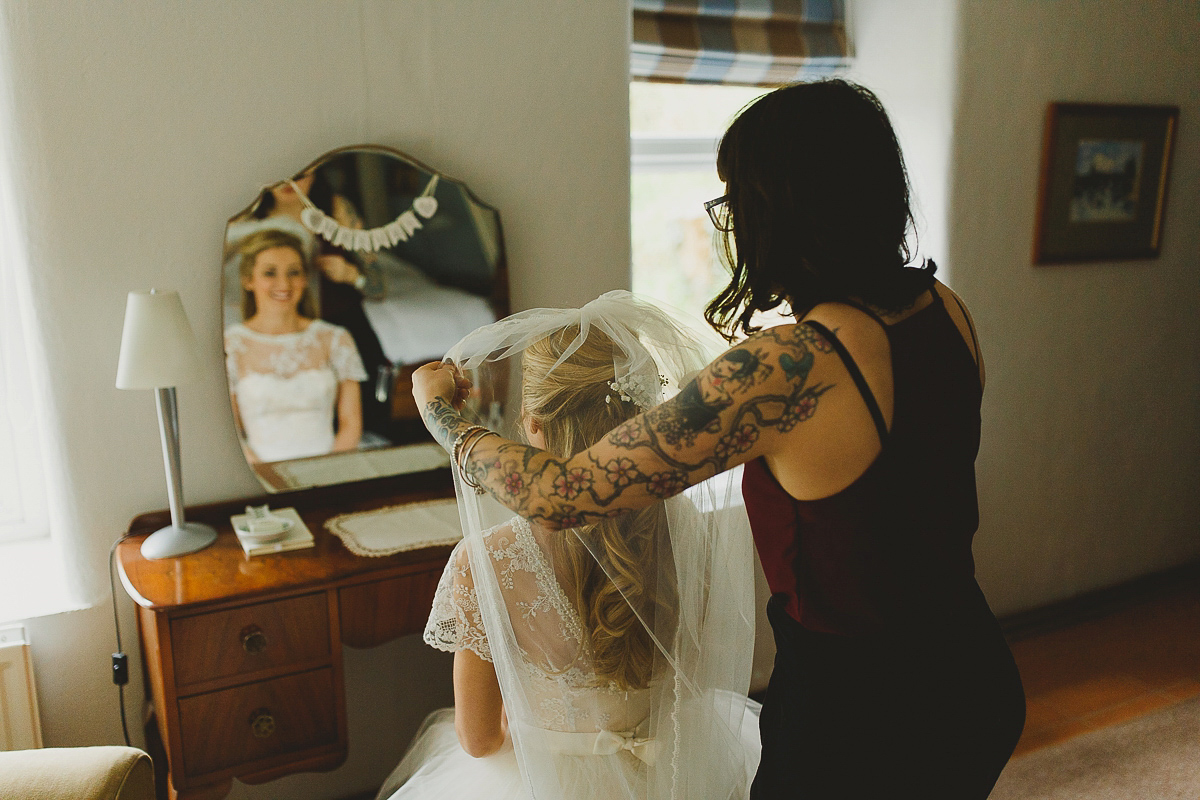 Lisa wears an Elizabeth Stuart gown for her romantic wedding in Northern Ireland. Photography by Marc Lawson.