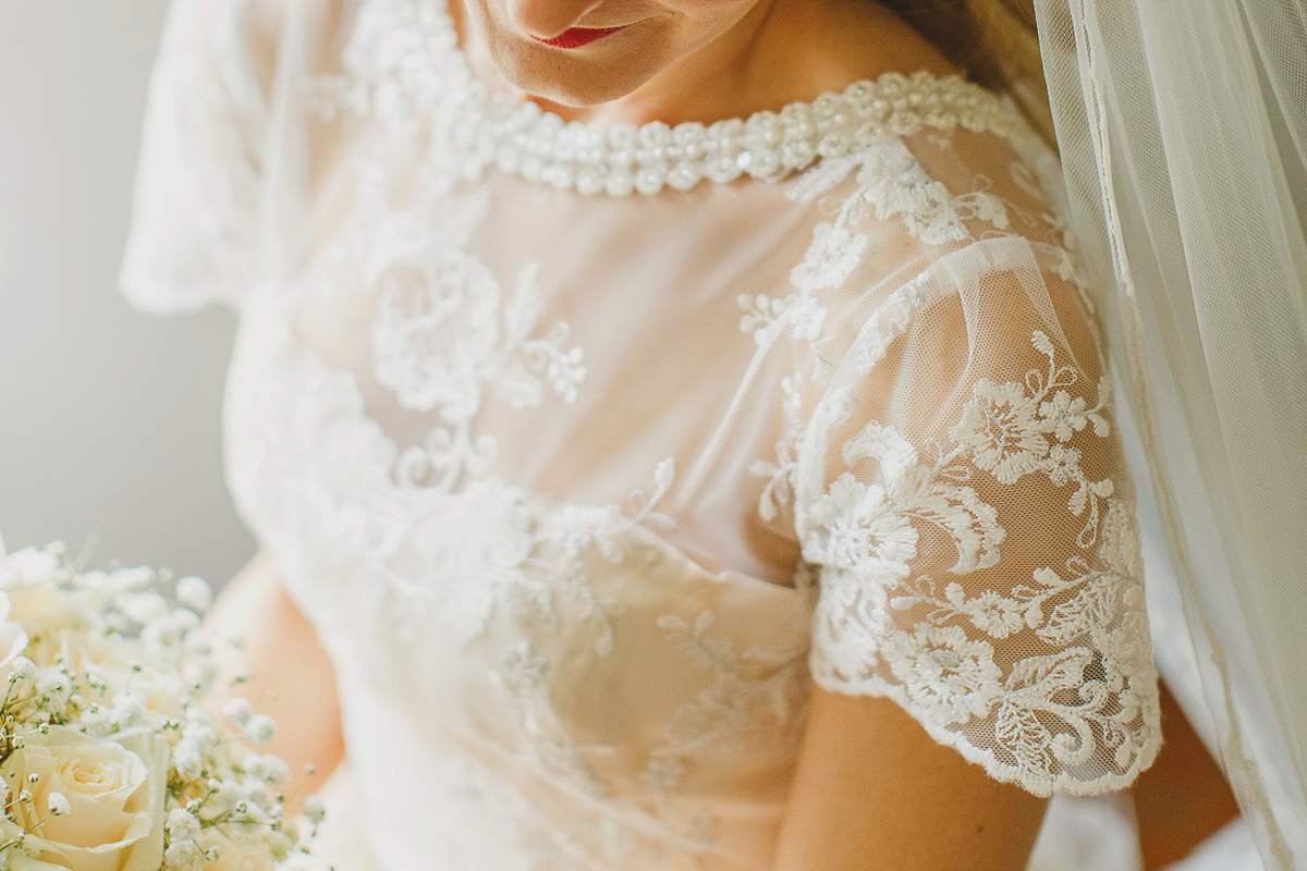 Lisa wears an Elizabeth Stuart gown for her romantic wedding in Northern Ireland. Photography by Marc Lawson.