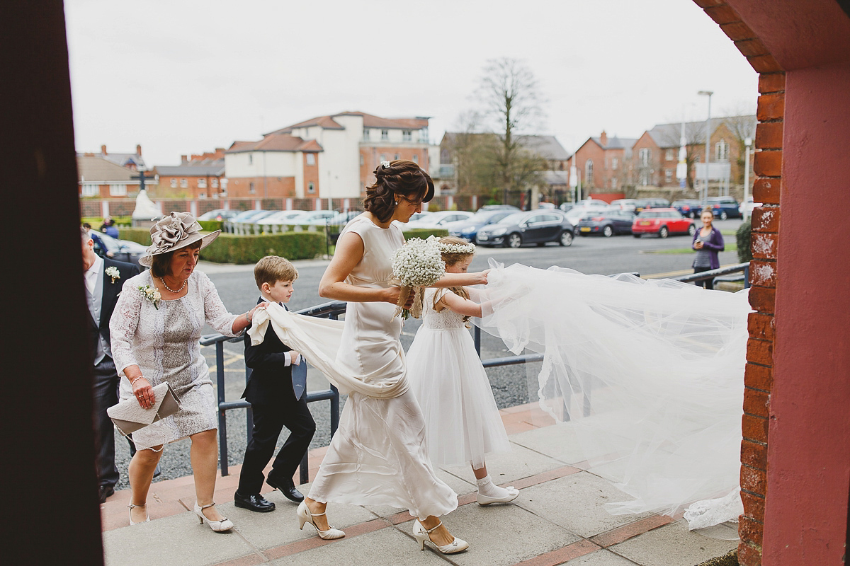 Lisa wears an Elizabeth Stuart gown for her romantic wedding in Northern Ireland. Photography by Marc Lawson.