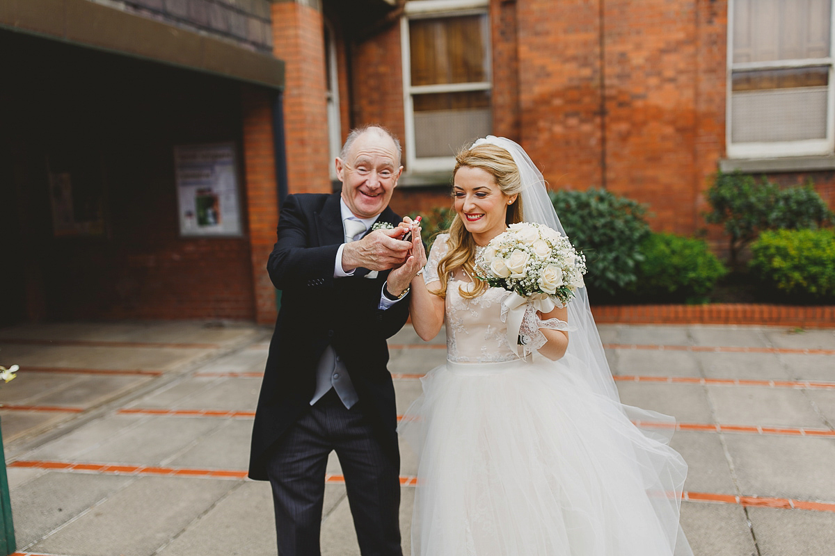 Lisa wears an Elizabeth Stuart gown for her romantic wedding in Northern Ireland. Photography by Marc Lawson.