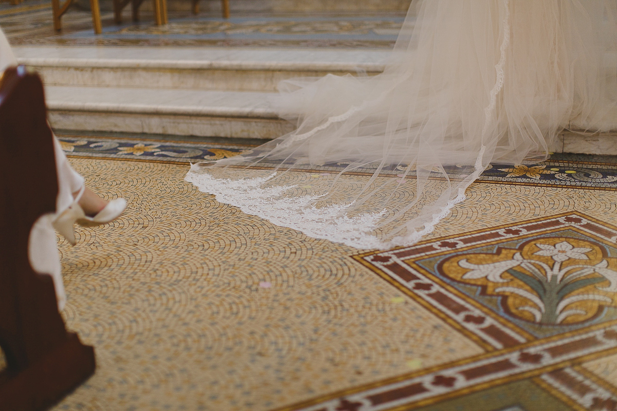 Lisa wears an Elizabeth Stuart gown for her romantic wedding in Northern Ireland. Photography by Marc Lawson.