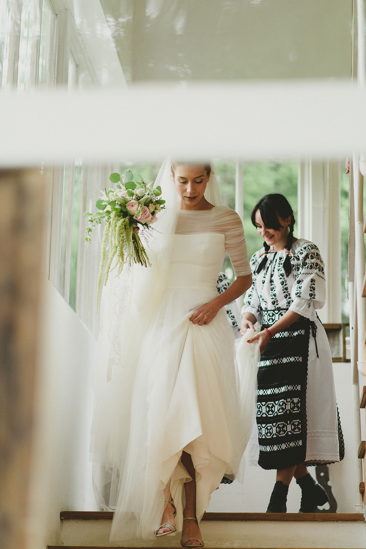 Roxana wore a Pronovias gown for her intimate summer wedding in Romania.