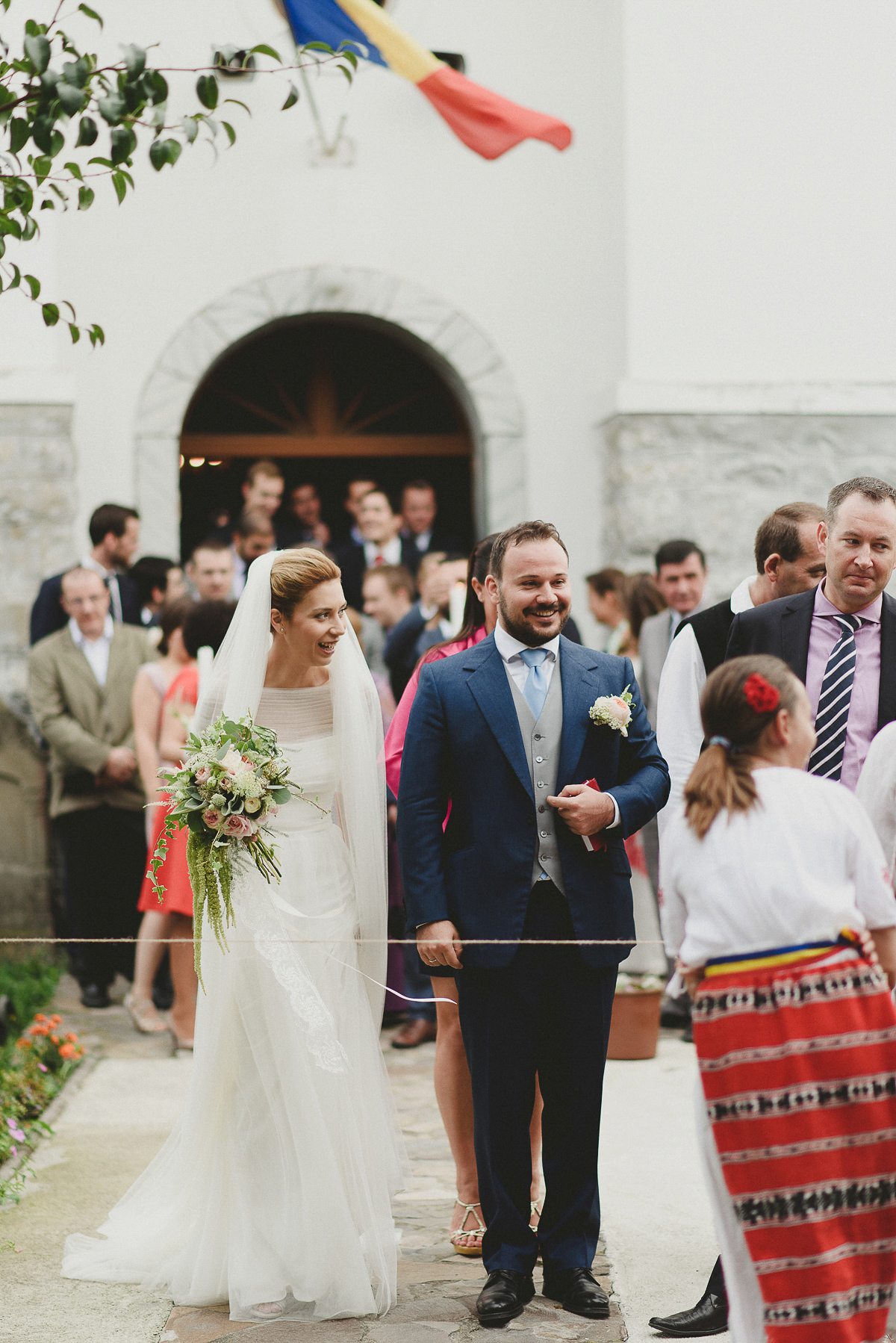 Roxana wore a Pronovias gown for her intimate summer wedding in Romania.