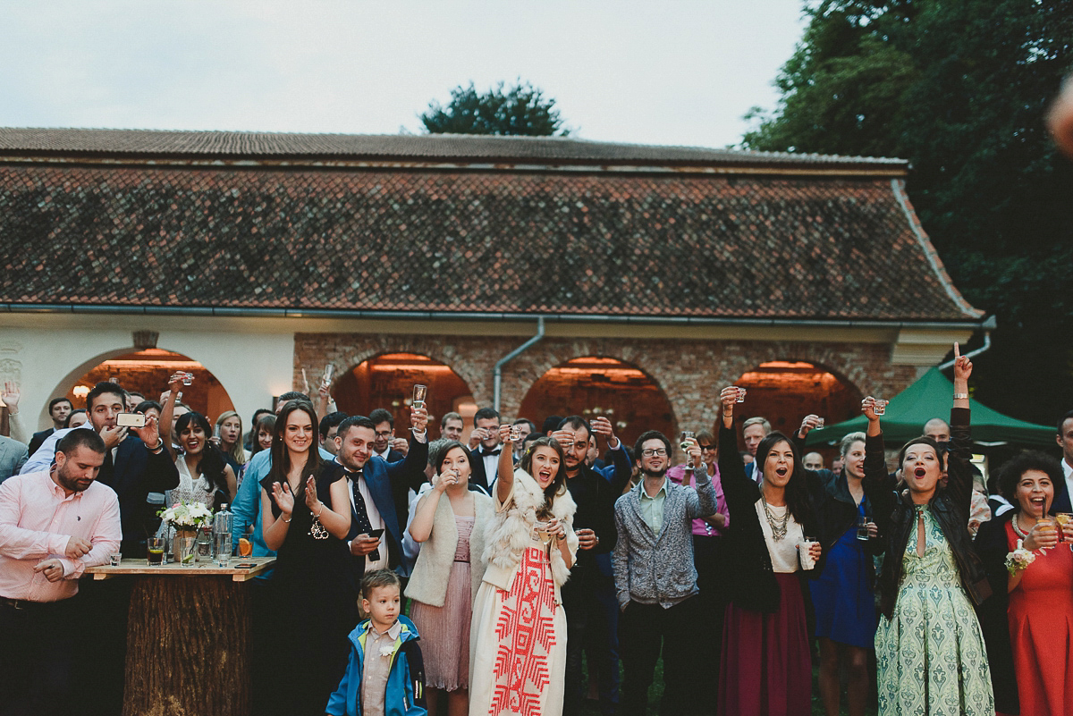 Roxana wore a Pronovias gown for her intimate summer wedding in Romania.