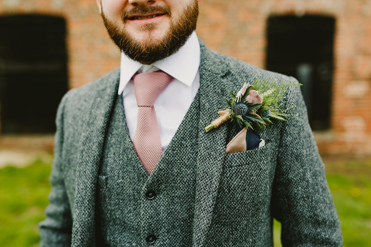 Alice wears a Downton Abbey inspired beaded gown by Eliza Jane Howell for her Suffolk countryside wedding. Photography by Andy Davison.