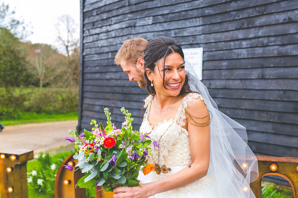 A handmade dress for a colourful and rustic, country barn wedding in the Spring. Images by ELS Photography. A handmade dress for a colourful and rustic, country barn wedding in the Spring. Images by ELS Photography.