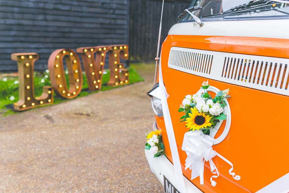 A handmade dress for a colourful and rustic, country barn wedding in the Spring. Images by ELS Photography.