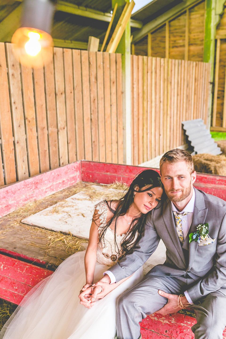 A handmade dress for a colourful and rustic, country barn wedding in the Spring. Images by ELS Photography.