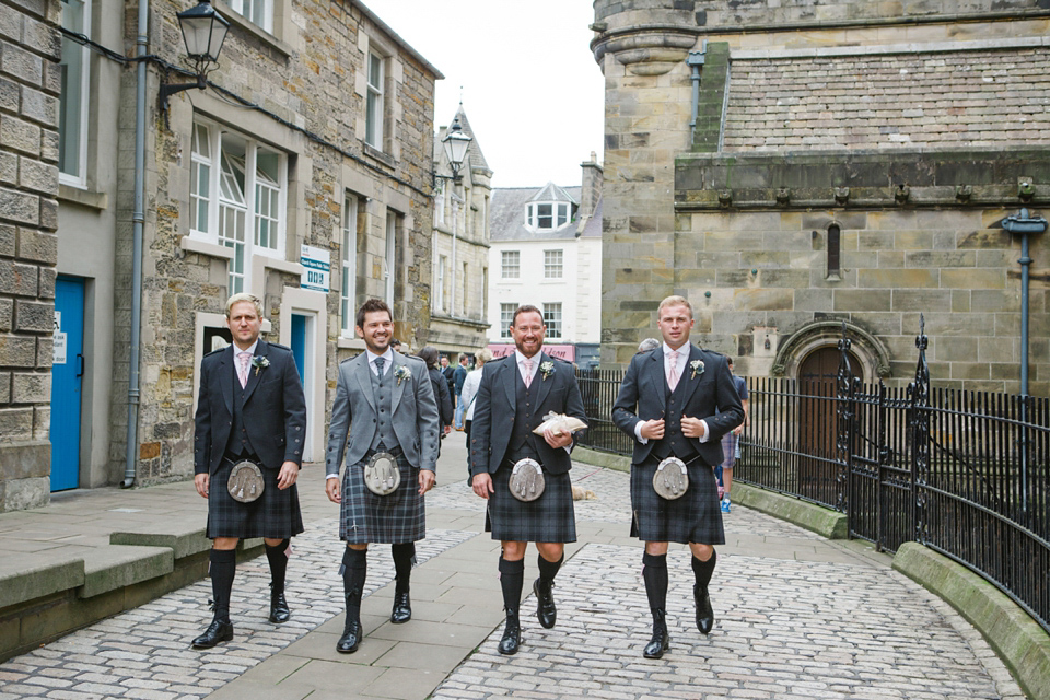 Mhairi wore an Enzoani gown for her rustic vintage inspired barn wedding in Scotland. Photography by The Gibsons.