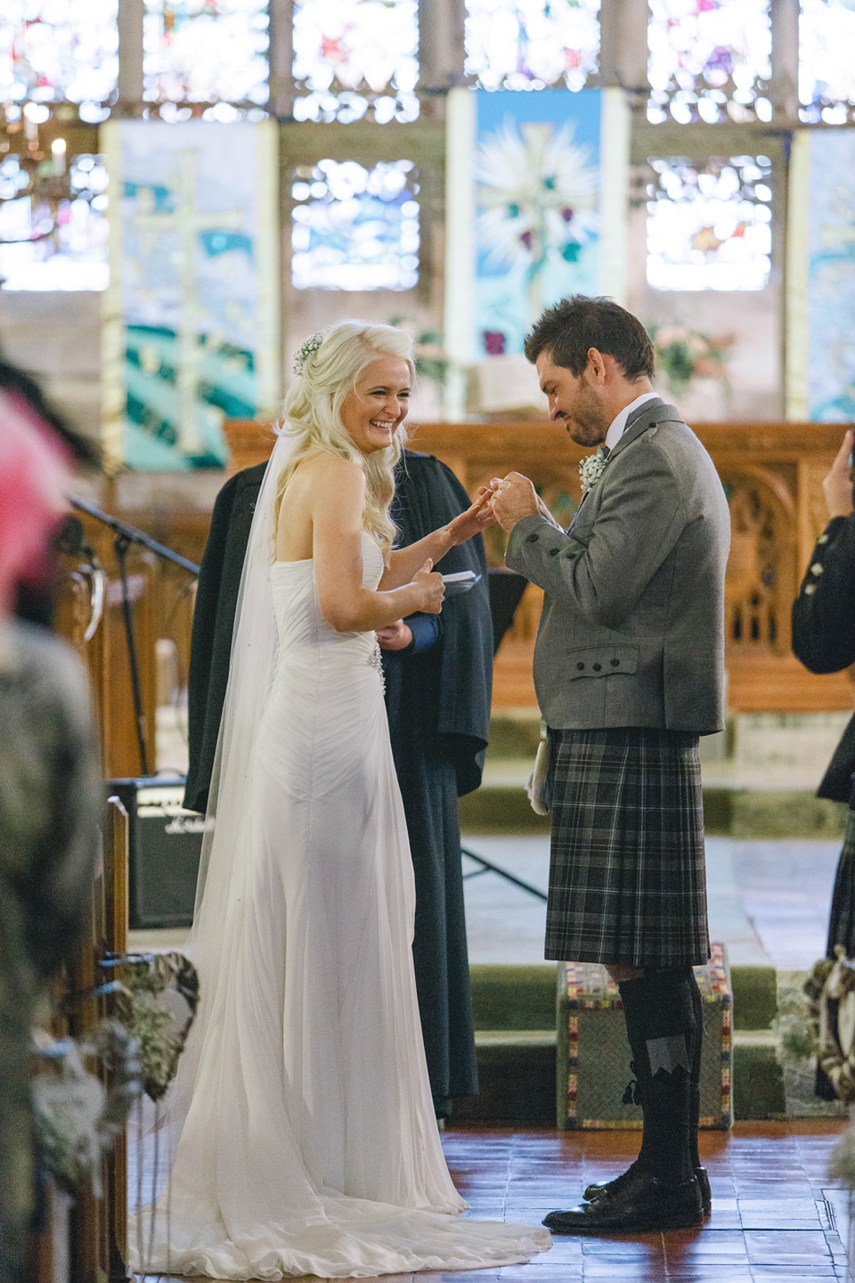 Mhairi wore an Enzoani gown for her rustic vintage inspired barn wedding in Scotland. Photography by The Gibsons.