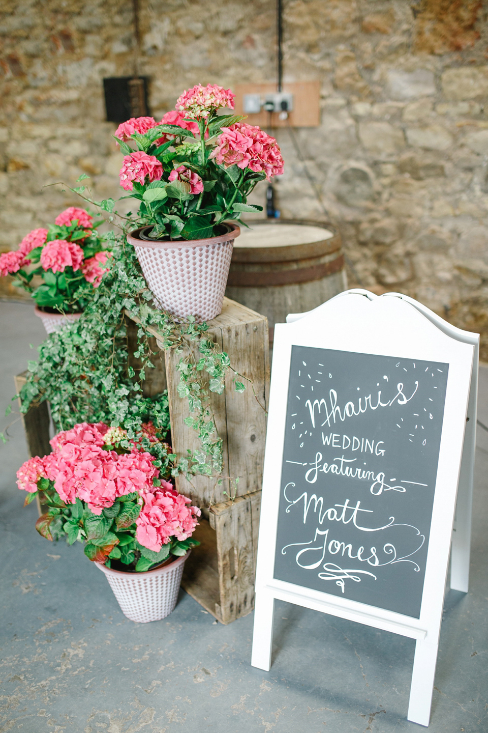 Mhairi wore an Enzoani gown for her rustic vintage inspired barn wedding in Scotland. Photography by The Gibsons.