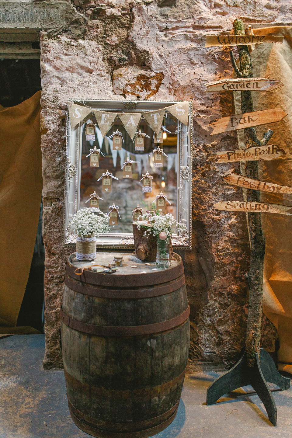 Mhairi wore an Enzoani gown for her rustic vintage inspired barn wedding in Scotland. Photography by The Gibsons.