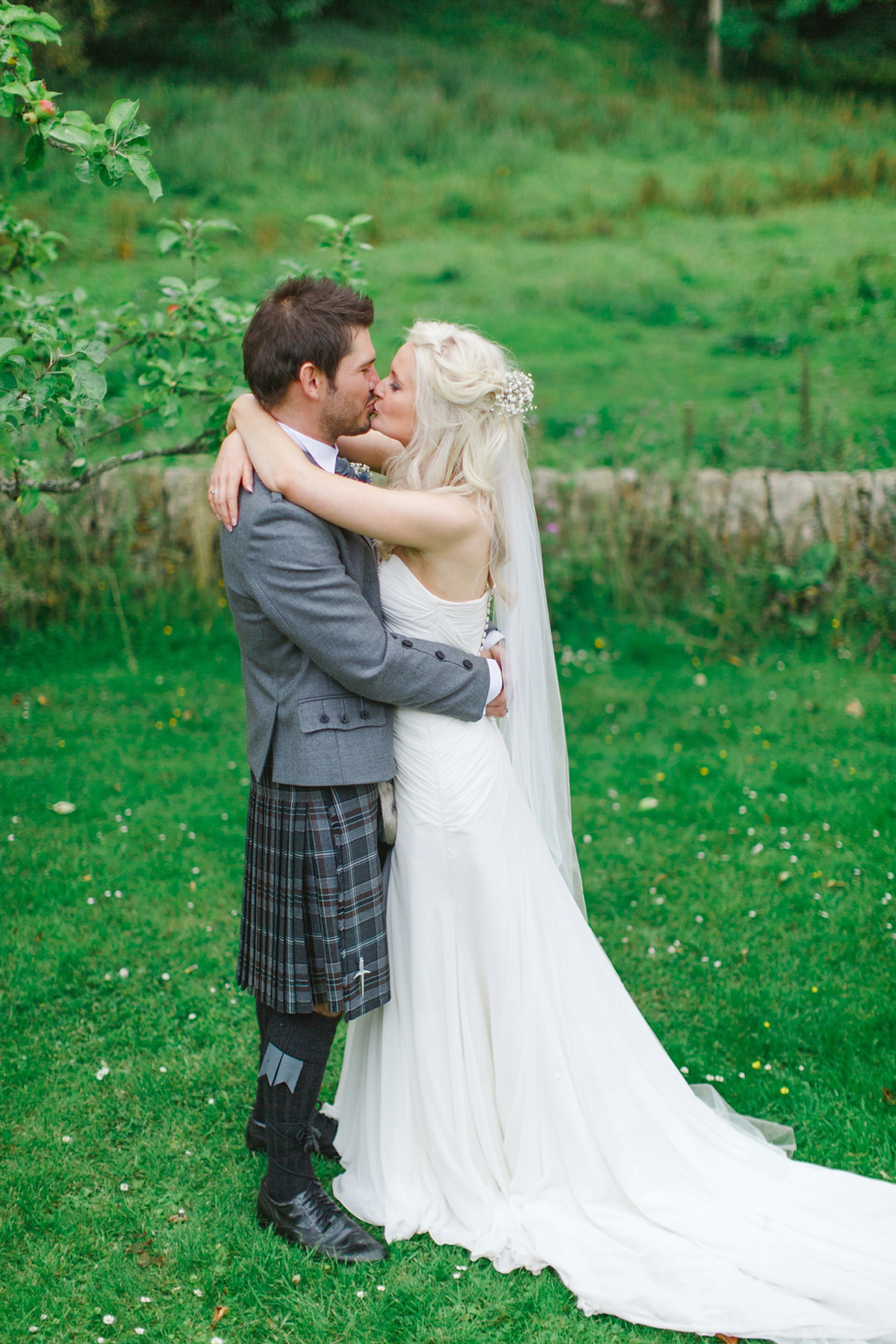 Mhairi wore an Enzoani gown for her rustic vintage inspired barn wedding in Scotland. Photography by The Gibsons.