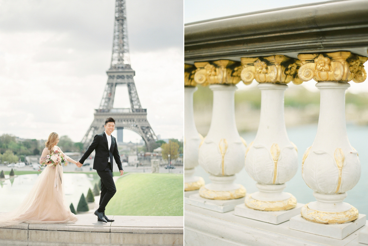 An engagement shoot in Paris. Photography by Zosia Zacharia.