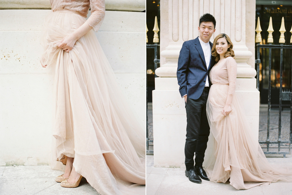 An engagement shoot in Paris. Photography by Zosia Zacharia.