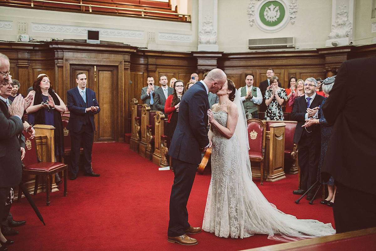 Nicky wore a Justin Alexander gown for her relaxed and stylish winter wedding in East London. Photography by Lemonade Pictures. Nicky wore a Justin Alexander gown for her relaxed and stylish winter wedding in East London. Photography by Lemonade Pictures.