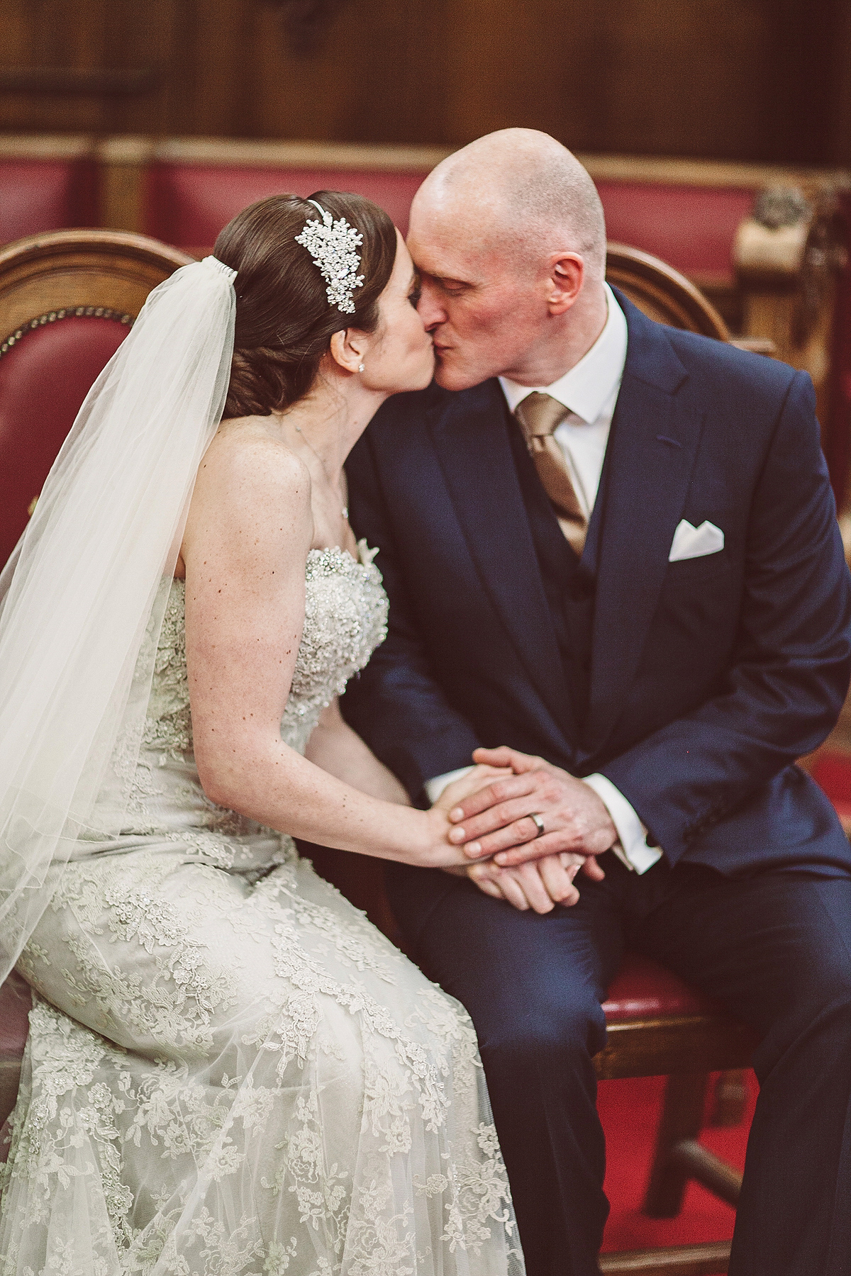 Nicky wore a Justin Alexander gown for her relaxed and stylish winter wedding in East London. Photography by Lemonade Pictures.