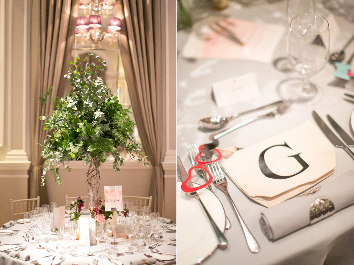 Jane wore a gown by Jesús Peiró for her chic and elegant winter wedding at the Corinthia Hotel in London. Photography by Anneli Marinovich.