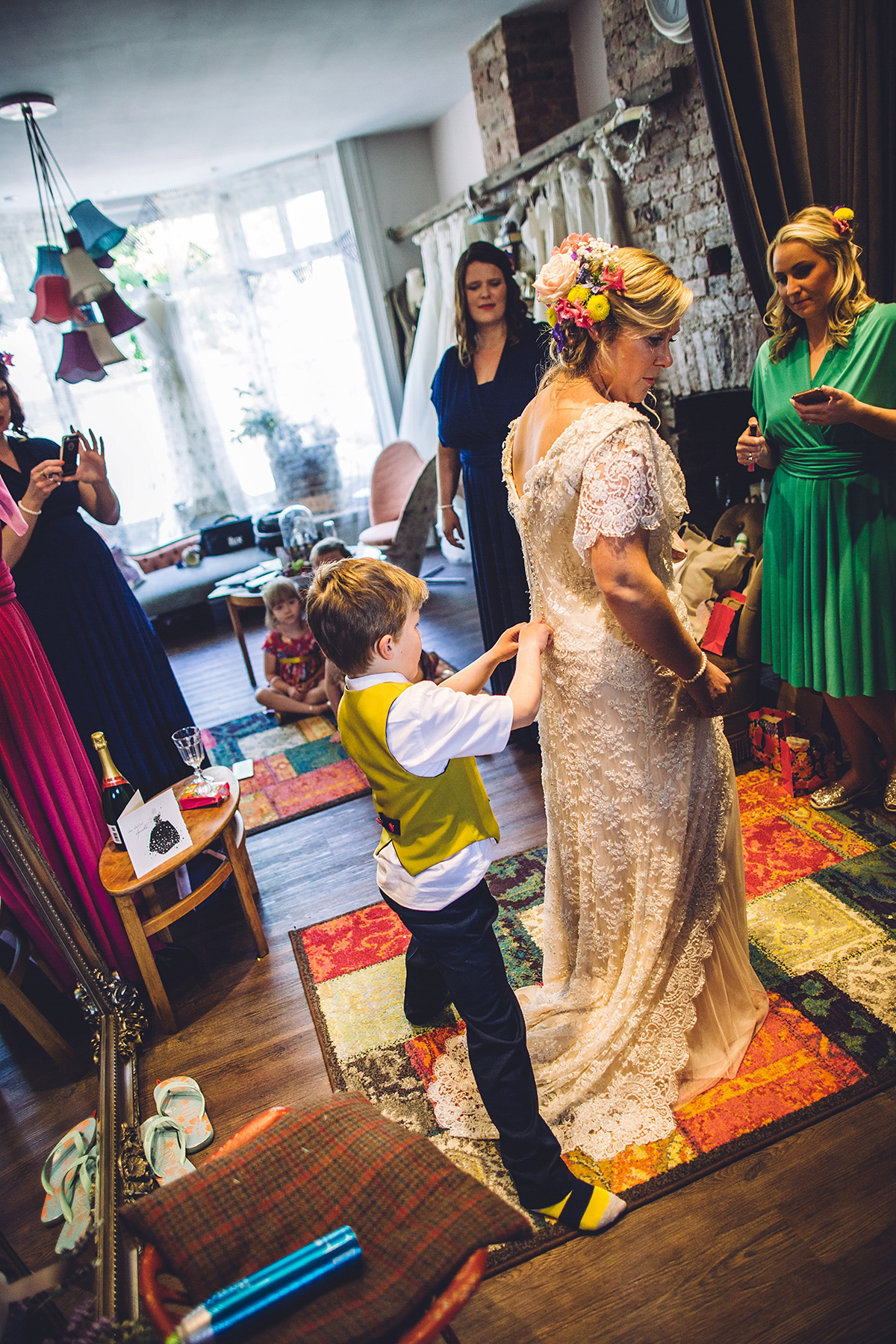 A bridal boutique owner's colourful, whimsical, bluebell filled woodland wedding. Photography by Olegs Samsonovs.