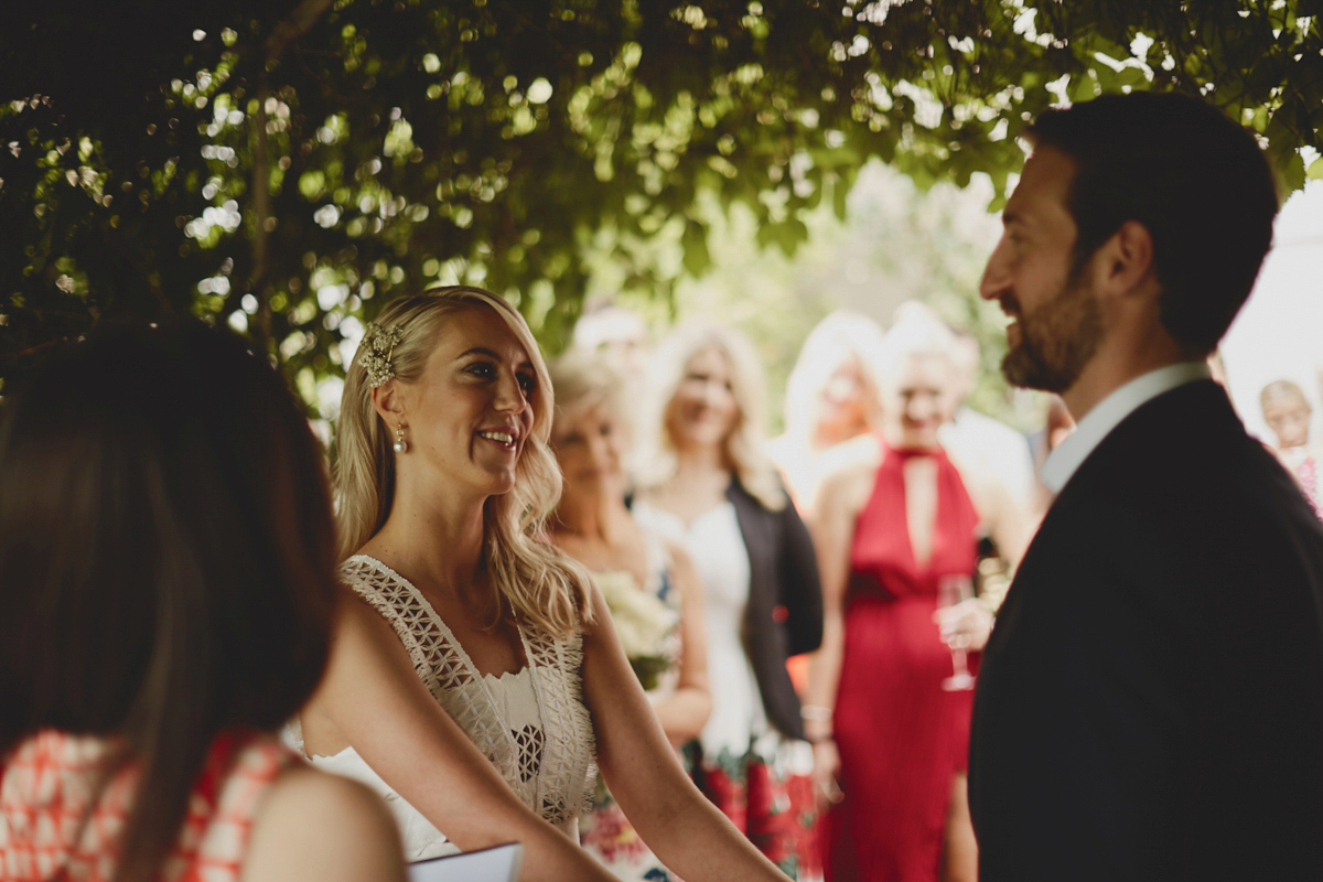 Katie wore a Jonathan Simkhai dress for her chic and rustic wedding at L'Abbay Chateau De Camon in France. Photography by Andrew D Hamilton