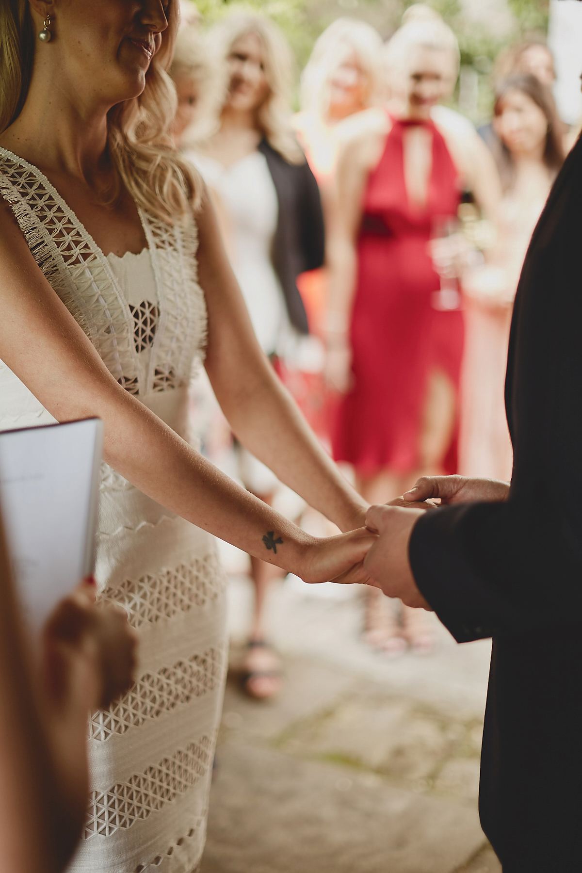 Katie wore a Jonathan Simkhai dress for her chic and rustic wedding at L'Abbay Chateau De Camon in France. Photography by Andrew D Hamilton