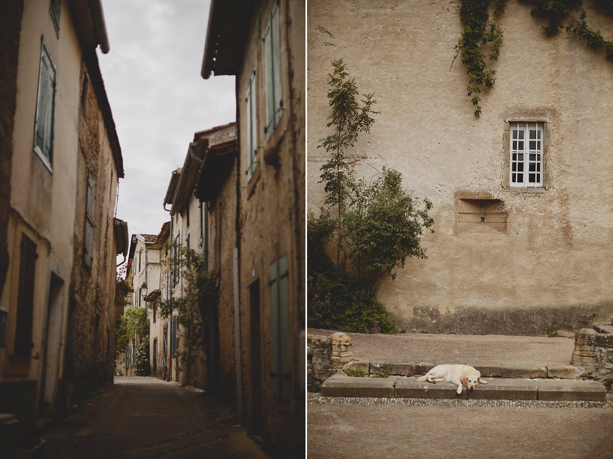 Katie wore a Jonathan Simkhai dress for her chic and rustic wedding at L'Abbay Chateau De Camon in France. Photography by Andrew D Hamilton