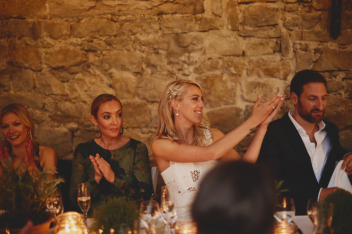 Katie wore a Jonathan Simkhai dress for her chic and rustic wedding at L'Abbay Chateau De Camon in France. Photography by Andrew D Hamilton