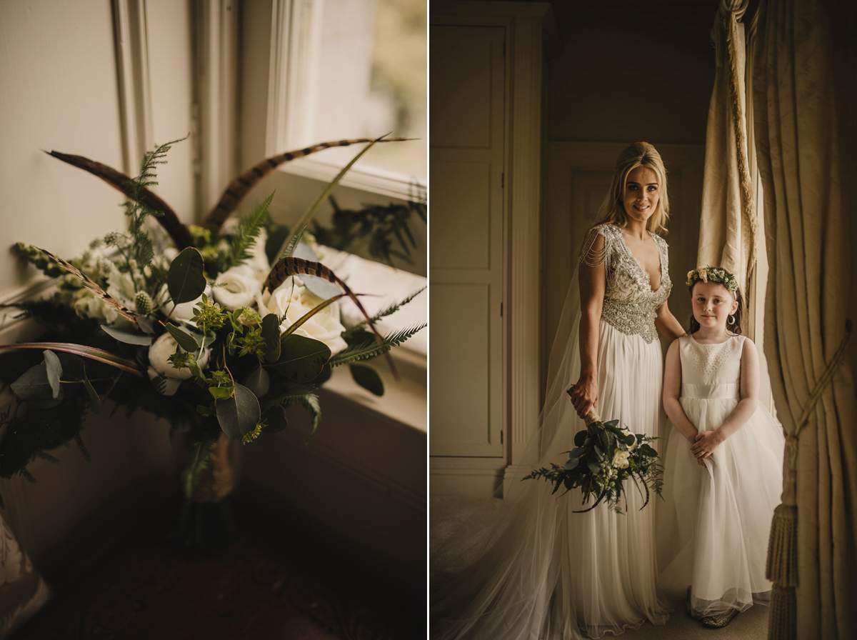 Bride Leona wears an Anna Campbell gown for her bohemian inspired wedding in Ireland. Photography by Tomasz Kornas.