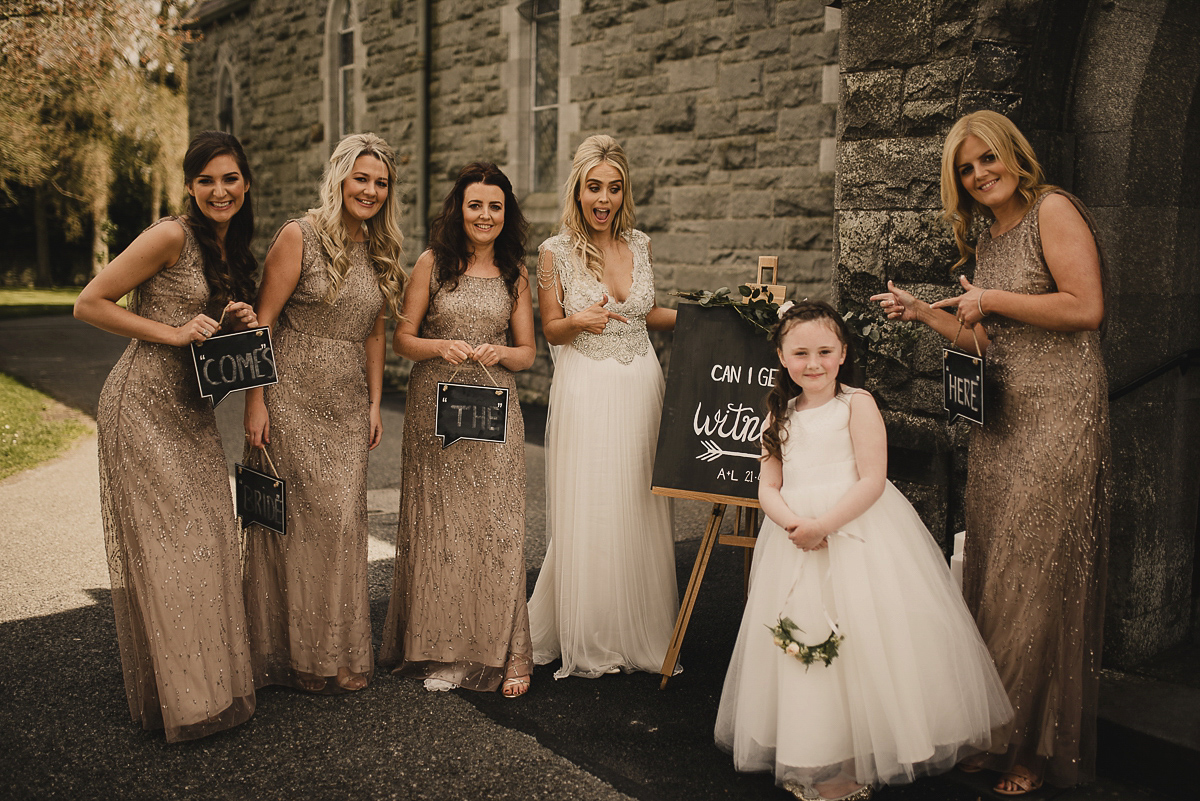 Bride Leona wears an Anna Campbell gown for her bohemian inspired wedding in Ireland. Photography by Tomasz Kornas.