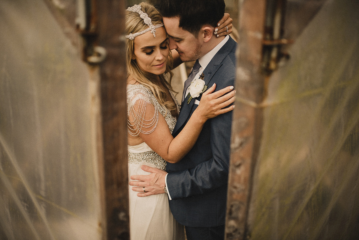 Bride Leona wears an Anna Campbell gown for her bohemian inspired wedding in Ireland. Photography by Tomasz Kornas.