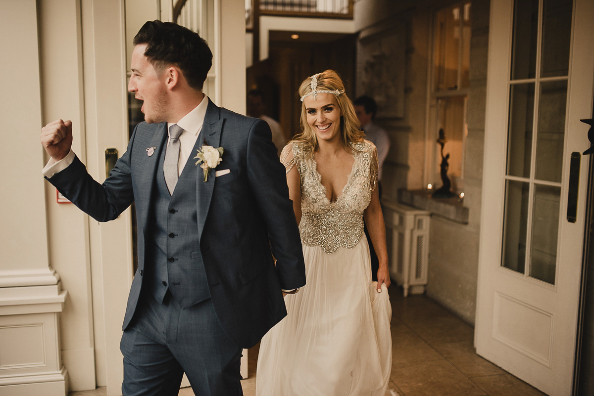 Bride Leona wears an Anna Campbell gown for her bohemian inspired wedding in Ireland. Photography by Tomasz Kornas.