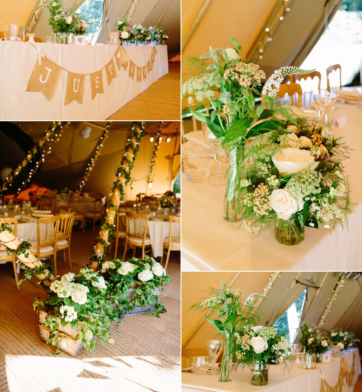 Hollie wore a Lusan Mandongus gown for her tipi wedding set in the Sussex countryside. Photography by Hayley Savage.