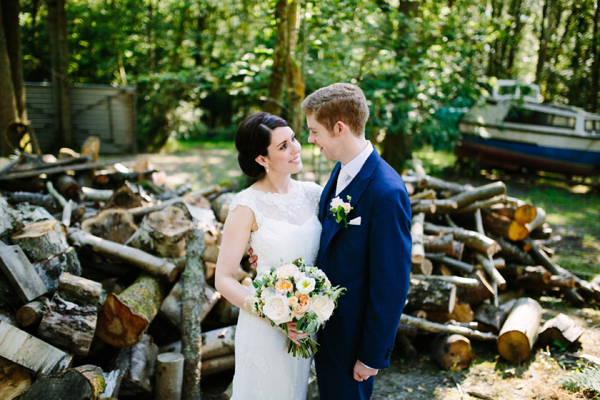 Hollie wore a Lusan Mandongus gown for her tipi wedding set in the Sussex countryside. Photography by Hayley Savage.