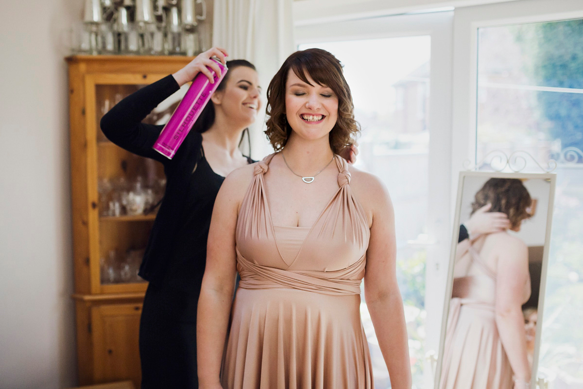 Natalie wore the Frieda gown by Naomi Neoh for her relaxed, elegant and romantic country house wedding. Photography by Mark Tattersall.