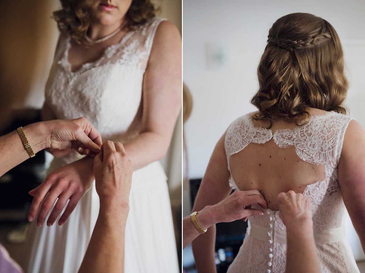 Natalie wore the Frieda gown by Naomi Neoh for her relaxed, elegant and romantic country house wedding. Photography by Mark Tattersall.