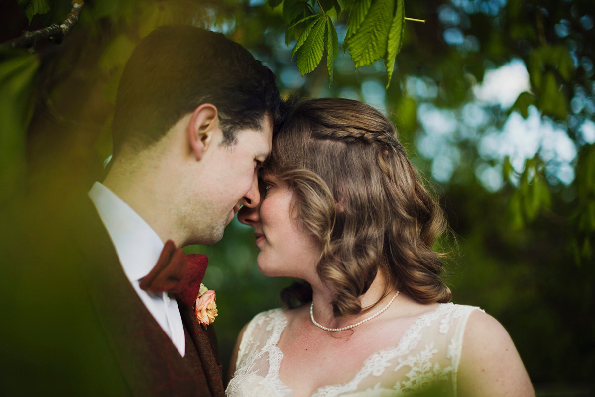 Natalie wore the Frieda gown by Naomi Neoh for her relaxed, elegant and romantic country house wedding. Photography by Mark Tattersall.