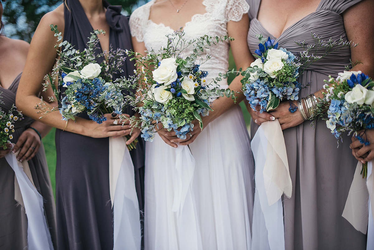 Suzy wore a stunning ombre/dip dye dress for her barefoot beach wedding in New Zealand. Photography by Meredith Lord.