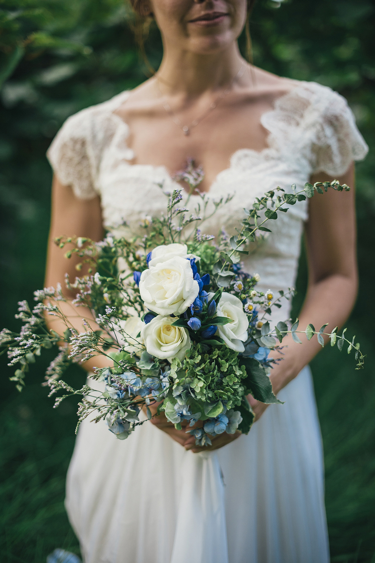 Suzy wore a stunning ombre/dip dye dress for her barefoot beach wedding in New Zealand. Photography by Meredith Lord.