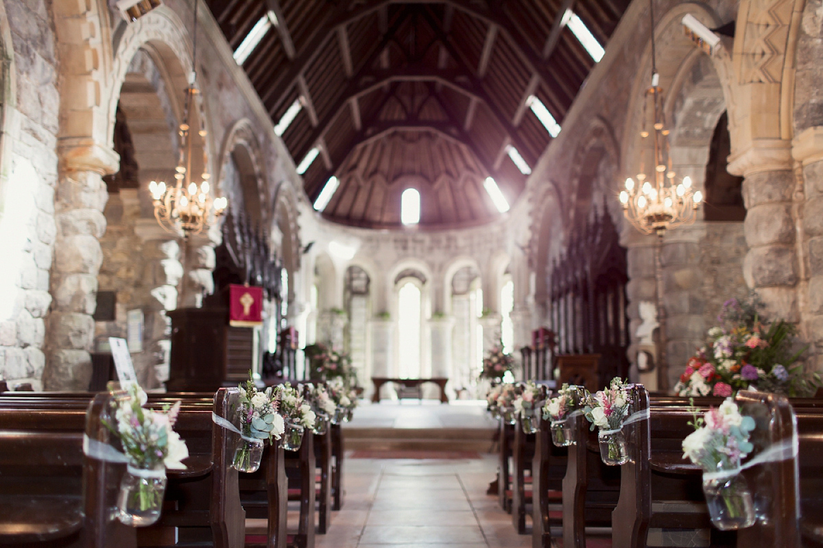 Kimberley wore 'Mystere' by Claire Pettibone for her ethereal and elegant Midsummer Nights Dream inspired wedding at Cottiers in Glasgow. Photography by Craig & Eva Sanders.