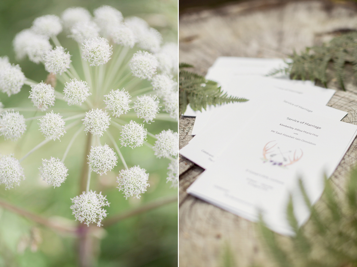 Kimberley wore 'Mystere' by Claire Pettibone for her ethereal and elegant Midsummer Nights Dream inspired wedding at Cottiers in Glasgow. Photography by Craig & Eva Sanders.