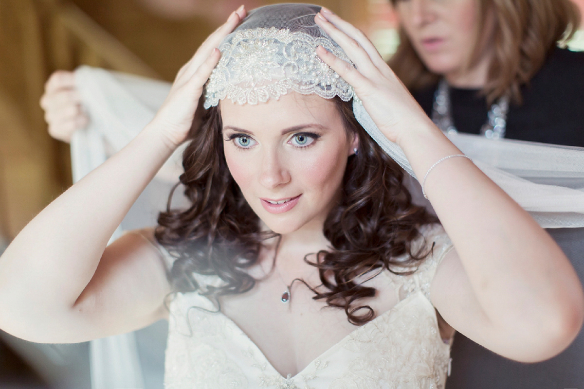 Kimberley wore 'Mystere' by Claire Pettibone for her ethereal and elegant Midsummer Nights Dream inspired wedding at Cottiers in Glasgow. Photography by Craig & Eva Sanders.