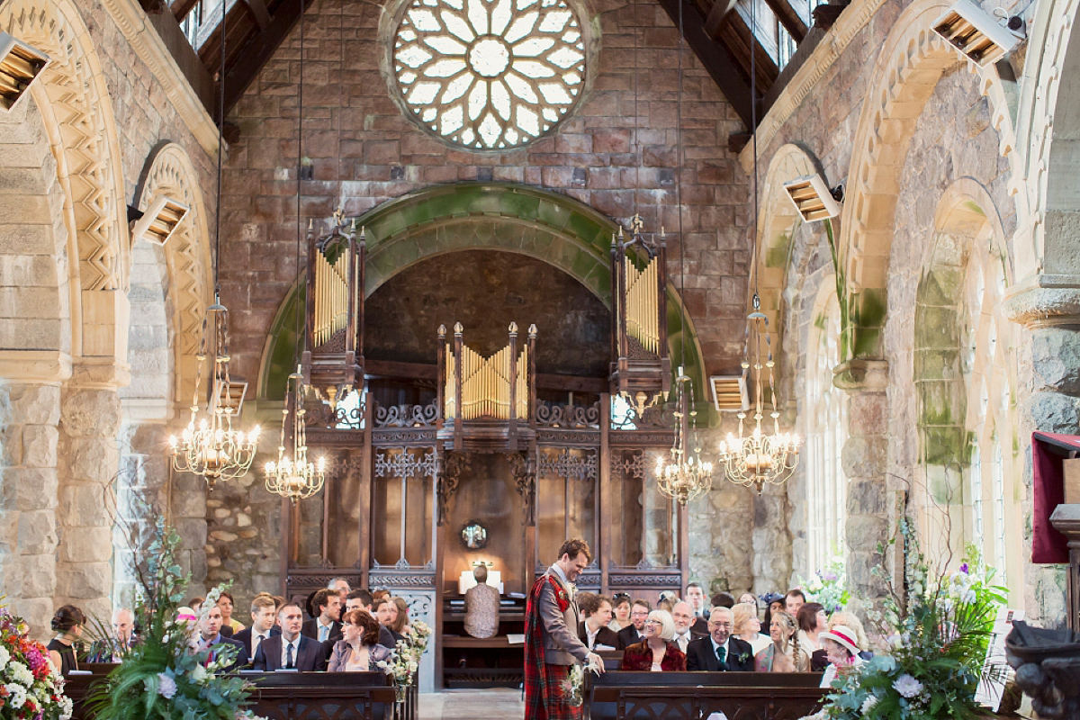 Kimberley wore 'Mystere' by Claire Pettibone for her ethereal and elegant Midsummer Nights Dream inspired wedding at Cottiers in Glasgow. Photography by Craig & Eva Sanders.