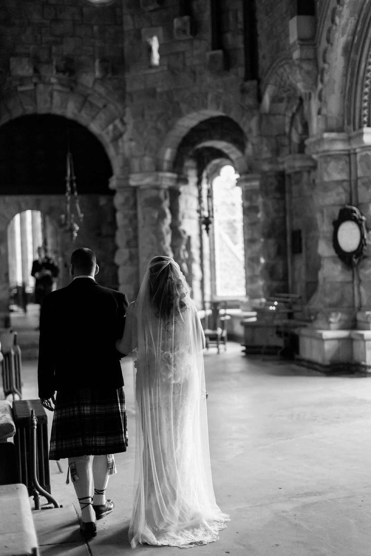 Kimberley wore 'Mystere' by Claire Pettibone for her ethereal and elegant Midsummer Nights Dream inspired wedding at Cottiers in Glasgow. Photography by Craig & Eva Sanders.