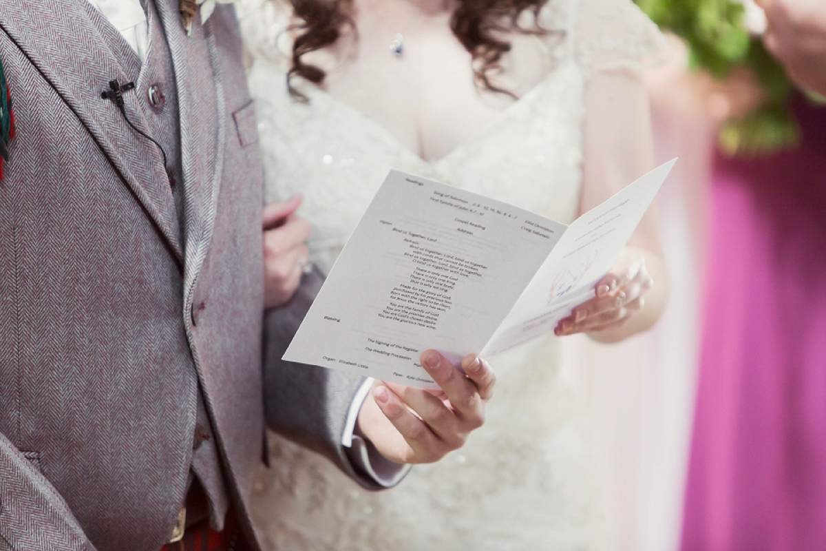 Kimberley wore 'Mystere' by Claire Pettibone for her ethereal and elegant Midsummer Nights Dream inspired wedding at Cottiers in Glasgow. Photography by Craig & Eva Sanders.