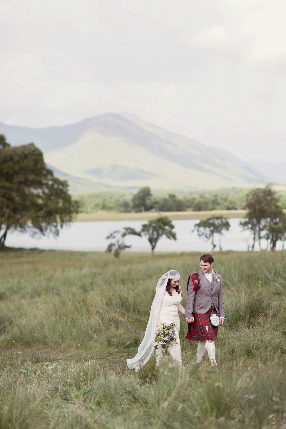 Kimberley wore 'Mystere' by Claire Pettibone for her ethereal and elegant Midsummer Nights Dream inspired wedding at Cottiers in Glasgow. Photography by Craig & Eva Sanders.