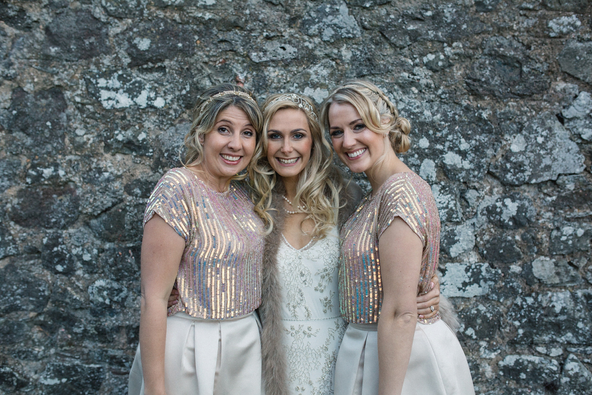 Julia wore the Leila gown by Jenny Packham for her rustic, Autumn wedding at The Byre at Inchyra. Photography by Jen Owens.