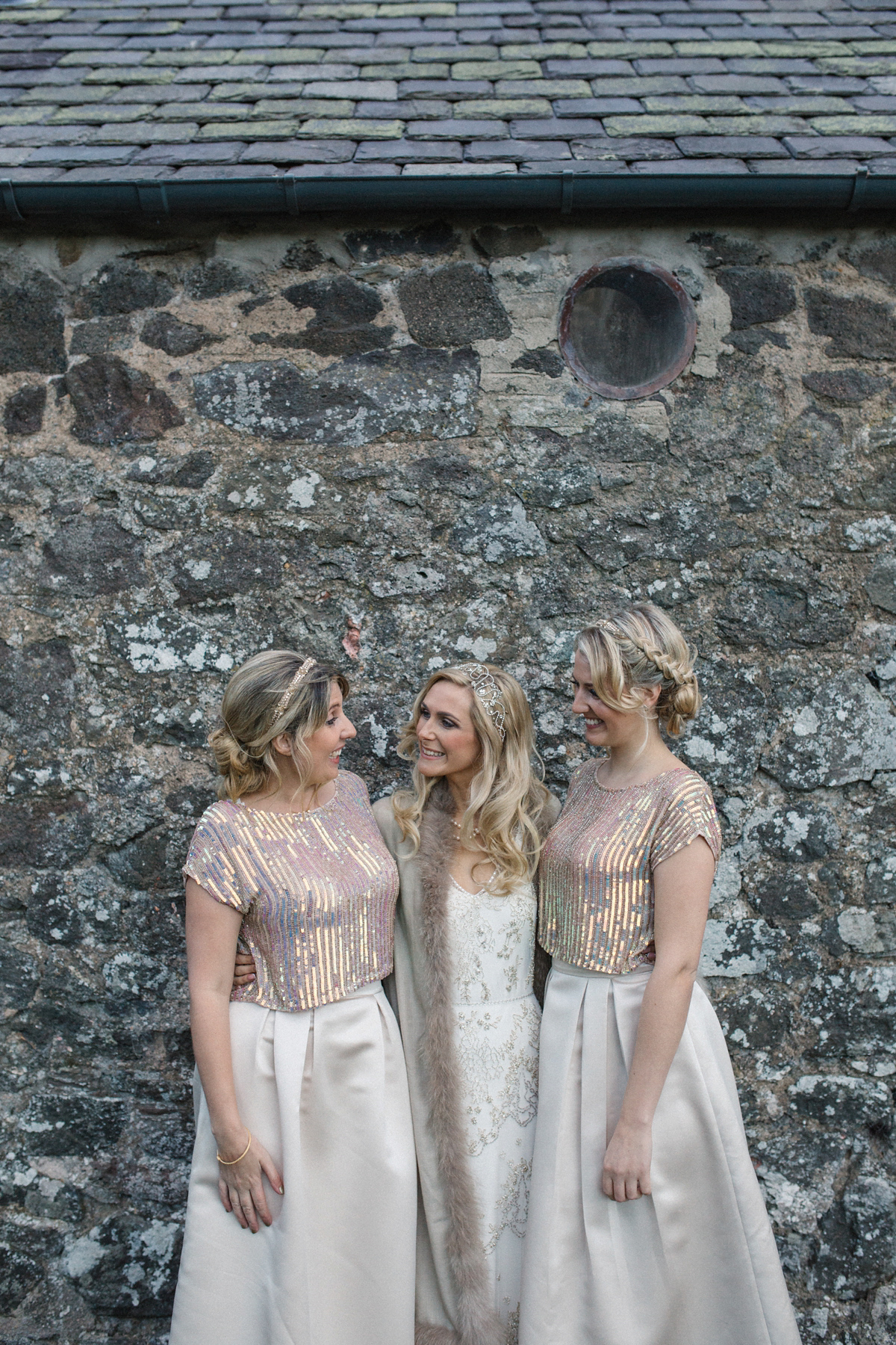 Julia wore the Leila gown by Jenny Packham for her rustic, Autumn wedding at The Byre at Inchyra. Photography by Jen Owens.