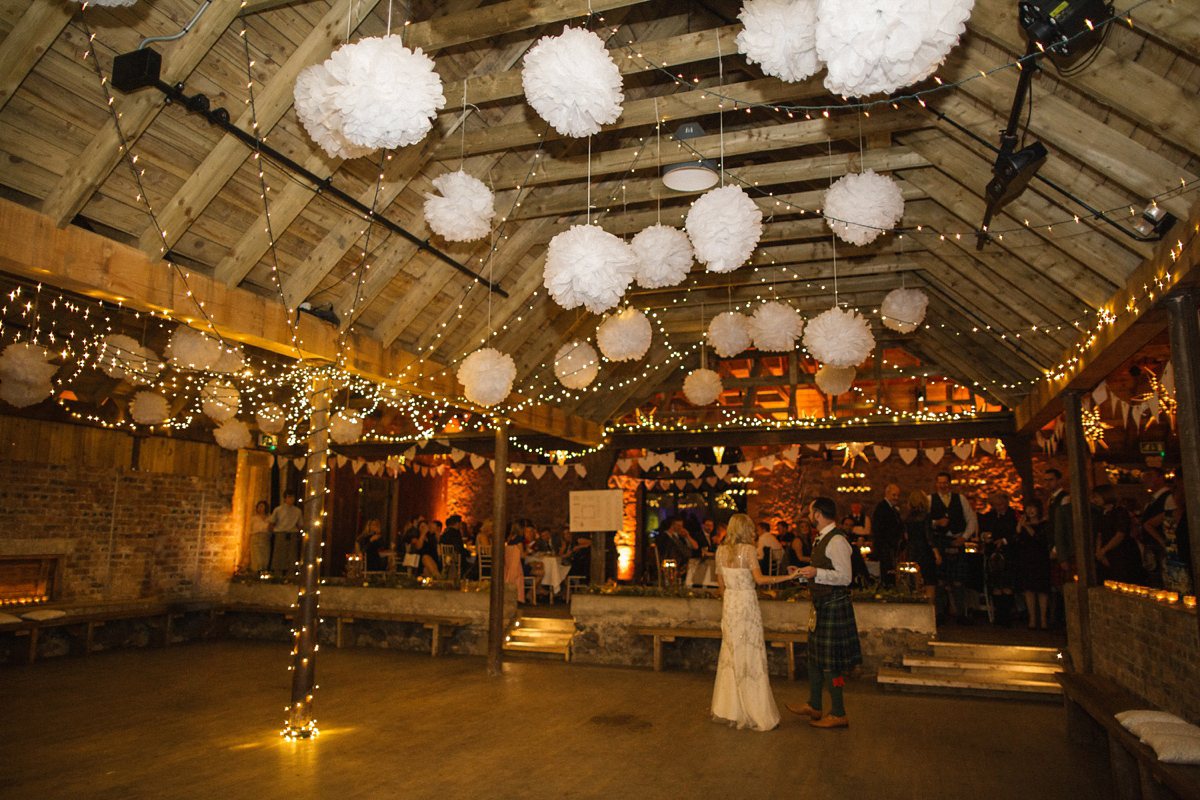 Julia wore the Leila gown by Jenny Packham for her rustic, Autumn wedding at The Byre at Inchyra. Photography by Jen Owens.